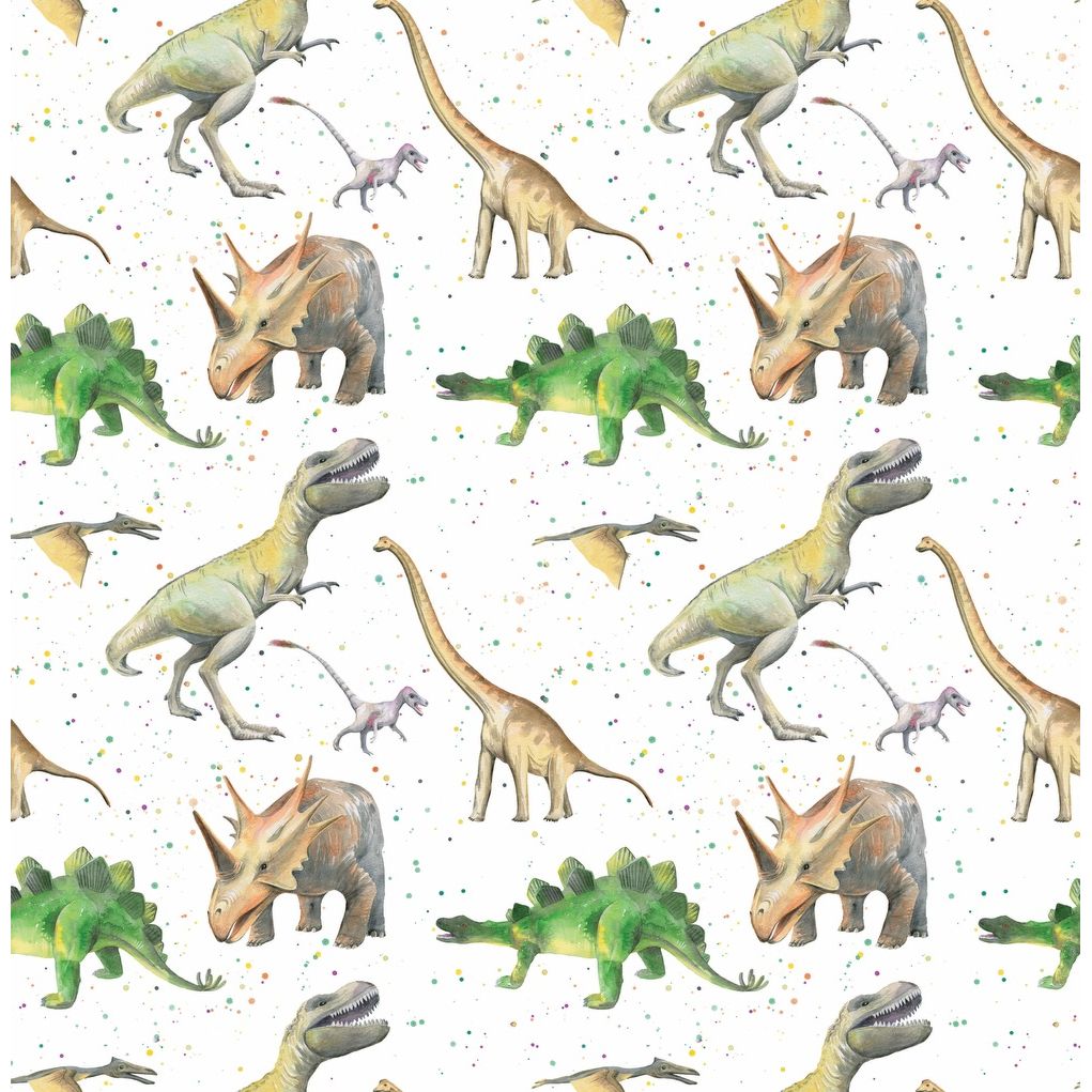 Dinosaur T- rex triceritops recyclable gift wrapping by Ceinwen Campbell