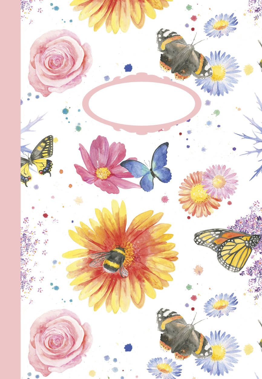 flower bees and butterflies jotter Ceinwen Campbell The Arty Penguin