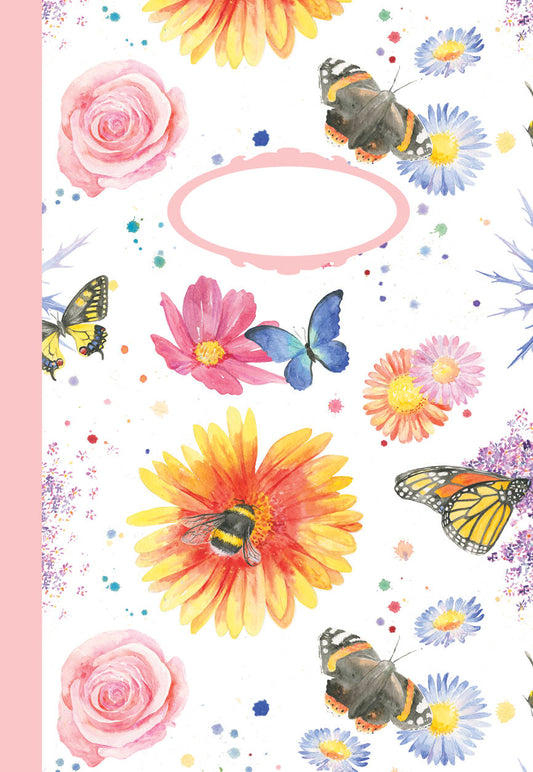 flower bees and butterflies jotter Ceinwen Campbell The Arty Penguin