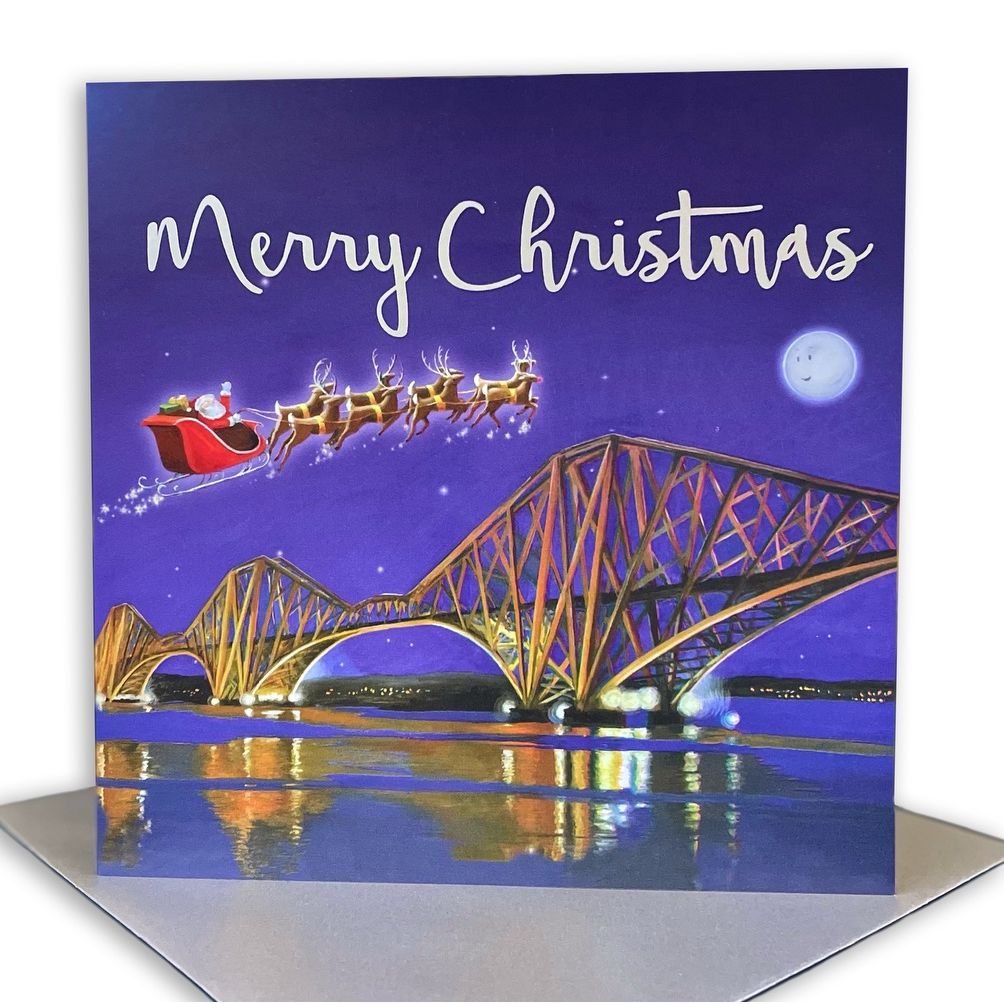 Scottish Forth Rail Bridge Single Christmas Card
