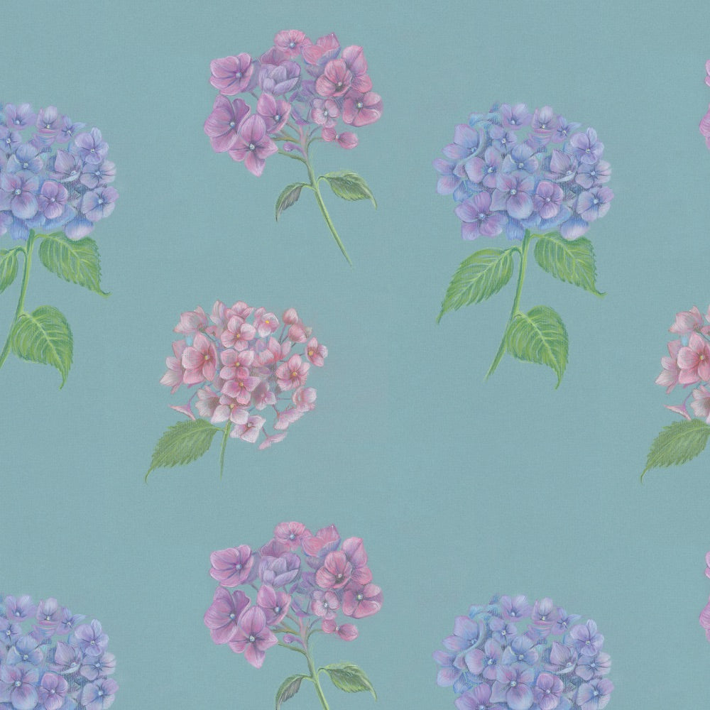 Hydrangeas in  pastel gift wrapping paper by Ceinwen Campbell