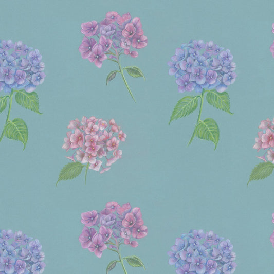 Hydrangeas in  pastel gift wrapping paper by Ceinwen Campbell