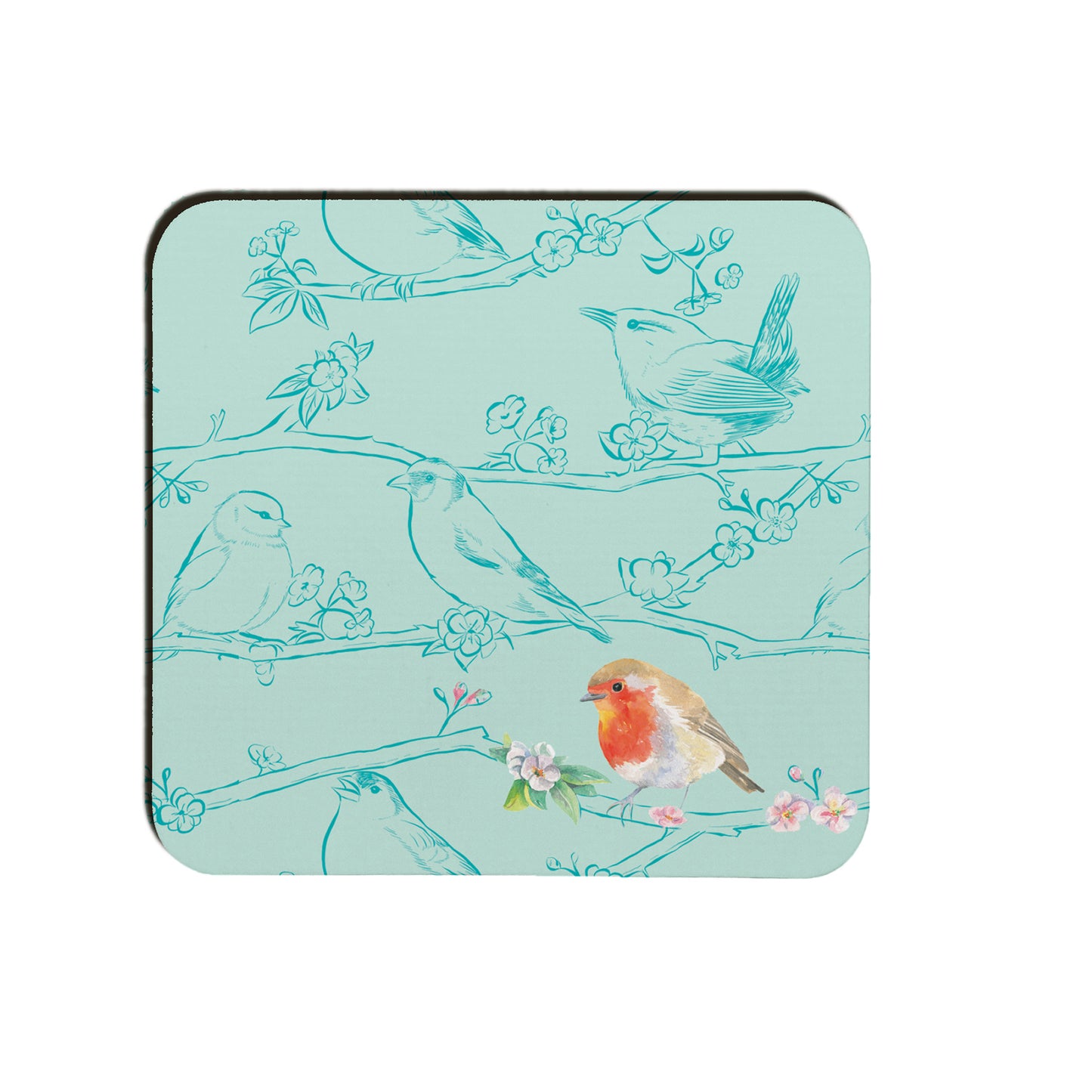 Garden birds robin coaster Ceinwen Campbell The Arty Penguin