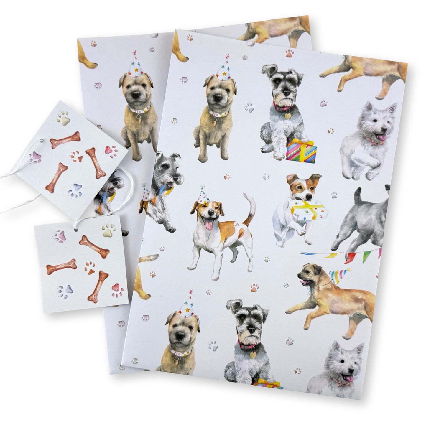 Miniature Schnauzer, Jack Russel and Terrier Wrapping Paper and Tags