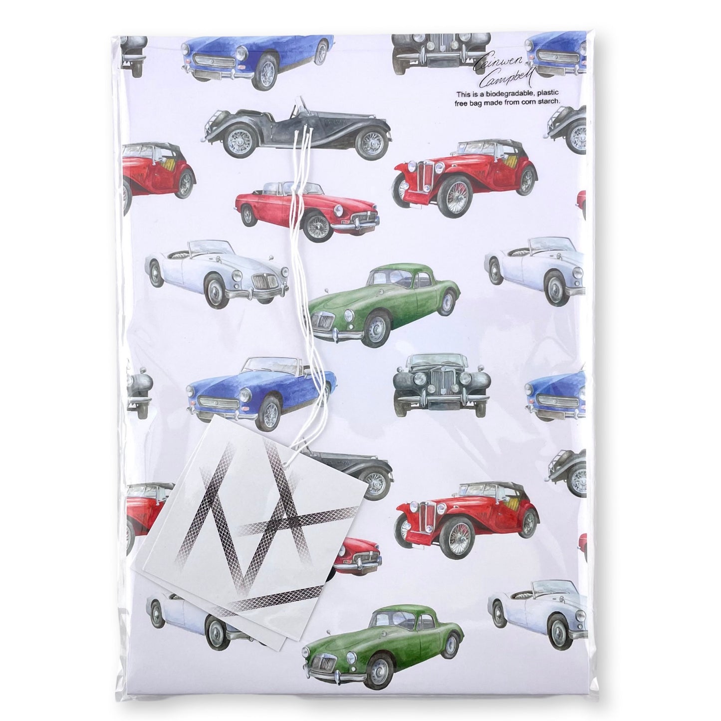 Classic Vintage Car Recycled and Recyclable Gift Wrapping Paper and Tags