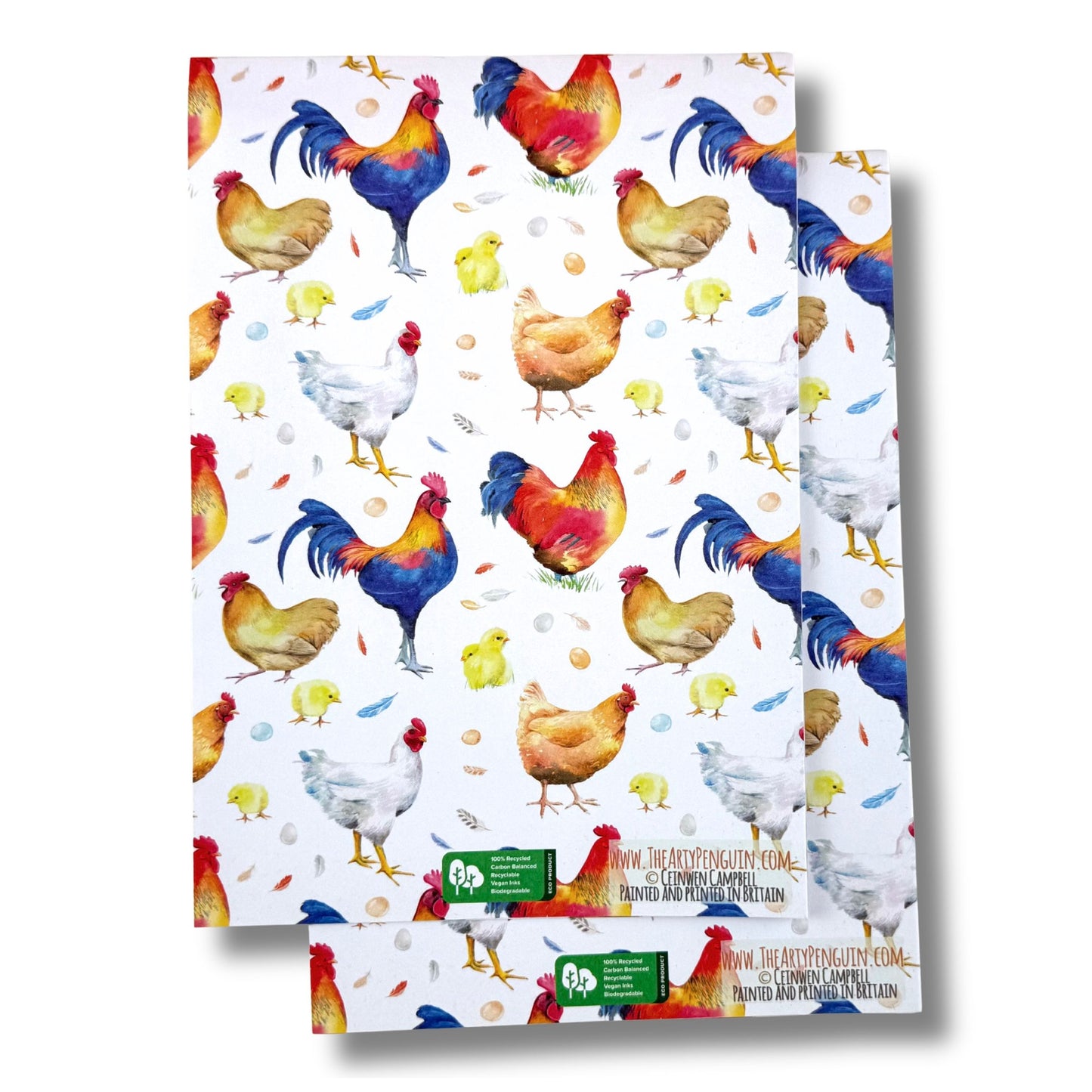 Recycled and recyclable Chicken Wrapping Paper and tags
