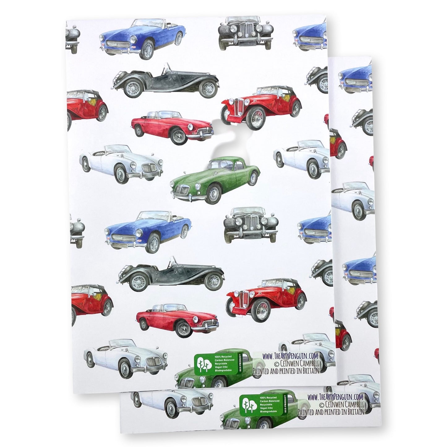 Classic Vintage Car Recycled and Recyclable Gift Wrapping Paper and Tags