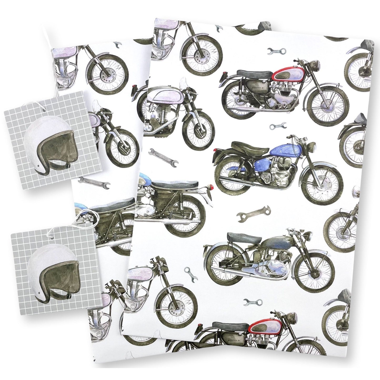 Motorbike Wrapping Paper and Tags