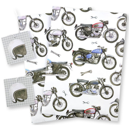Motorbike Wrapping Paper and Tags