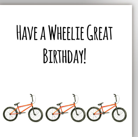 BMX bike birthday card by Ceinwen Campbell 