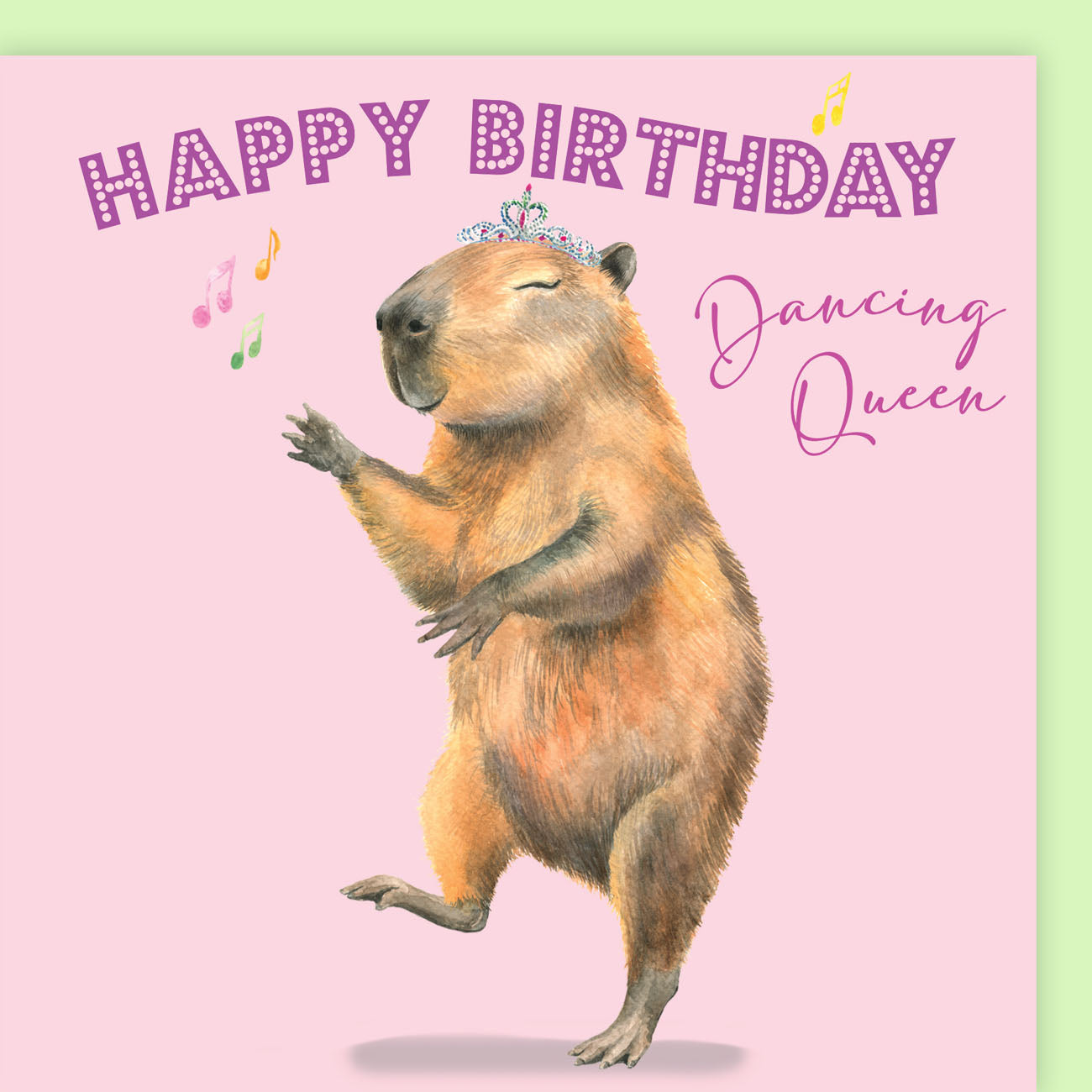 Capybara Dancing Queen Birthday Card