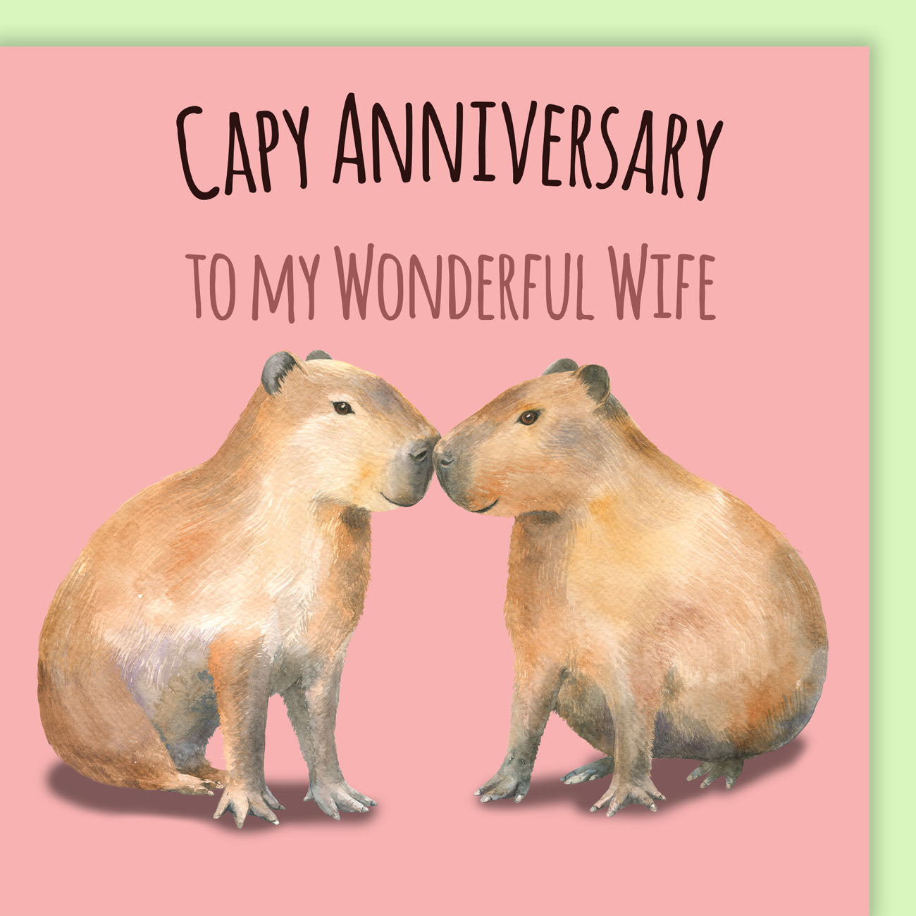 Capybara anniversary card for wonderful wife