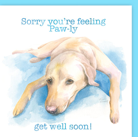 Labrador get well soon blank greetings card by Ceinwen Campbell  
