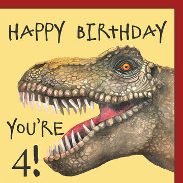 Dinosaur 4th Birthday Card