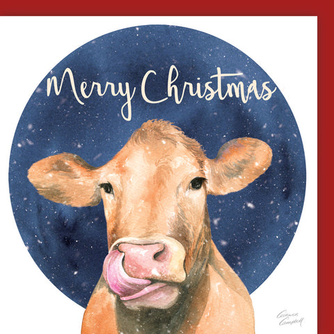 Cow Merry Christmas Card