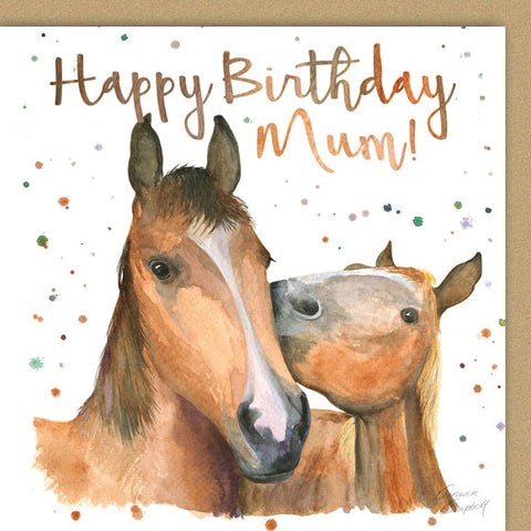 Horses Happy Birthday Mum quality card by Ceinwen Campbell 