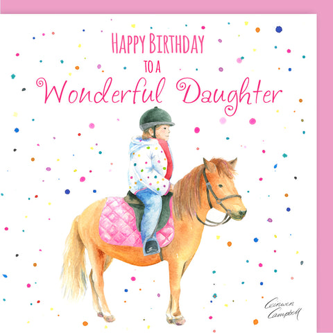 Horse wonderfel daughter birthday card by Ceinwen Campbell 