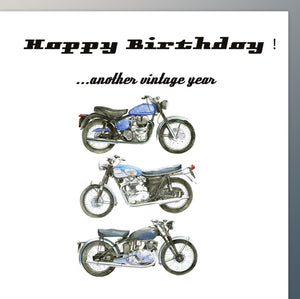 Motorbike Birthday Card - Classic Vintage British Motorcycles