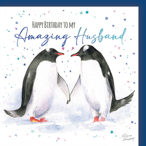 Penguin Happy Birthday to my amazing husband  by Ceinwen Campbell 