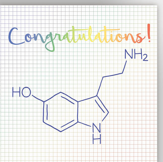 congratulations card with seratonin molecule 