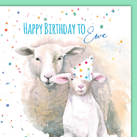 Sheep Happy Birthday to Ewe Birthday Card by Ceinwen Campbell