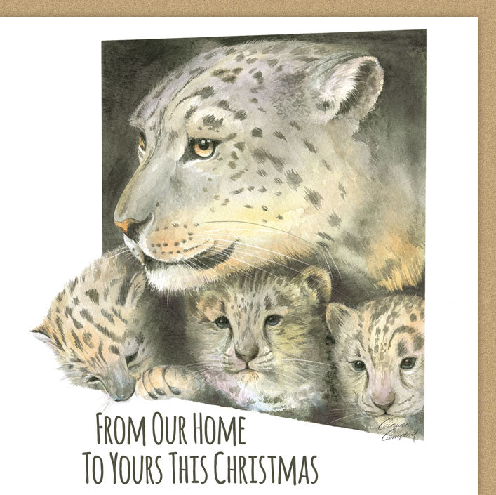 Snow Leopard Christmas Card