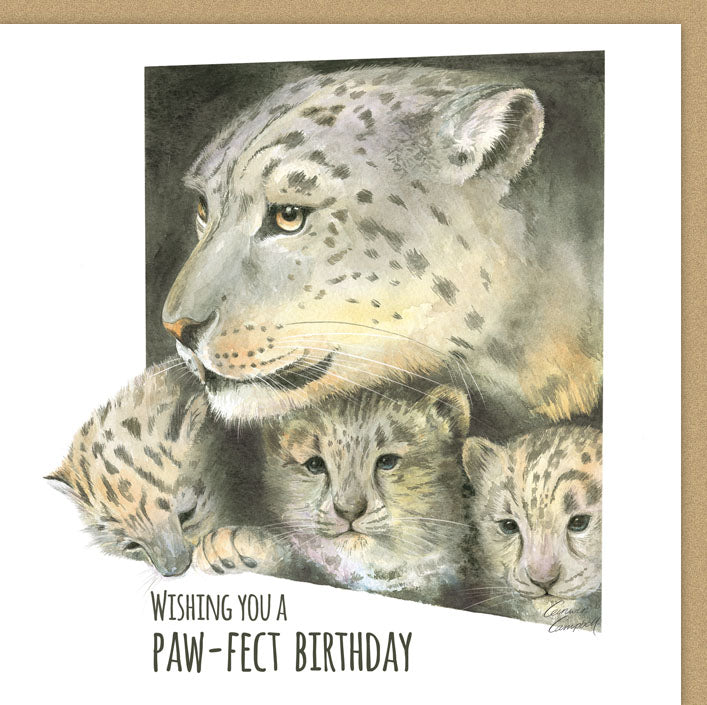 Snow Leopard Birthday Card
