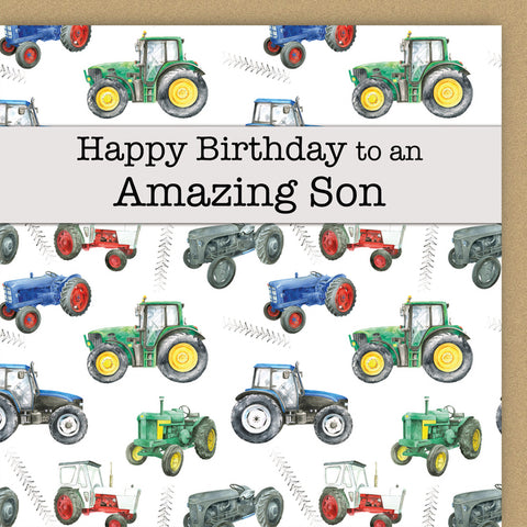 tractor birthday card for an amazing son  by Ceinwen Campbell 