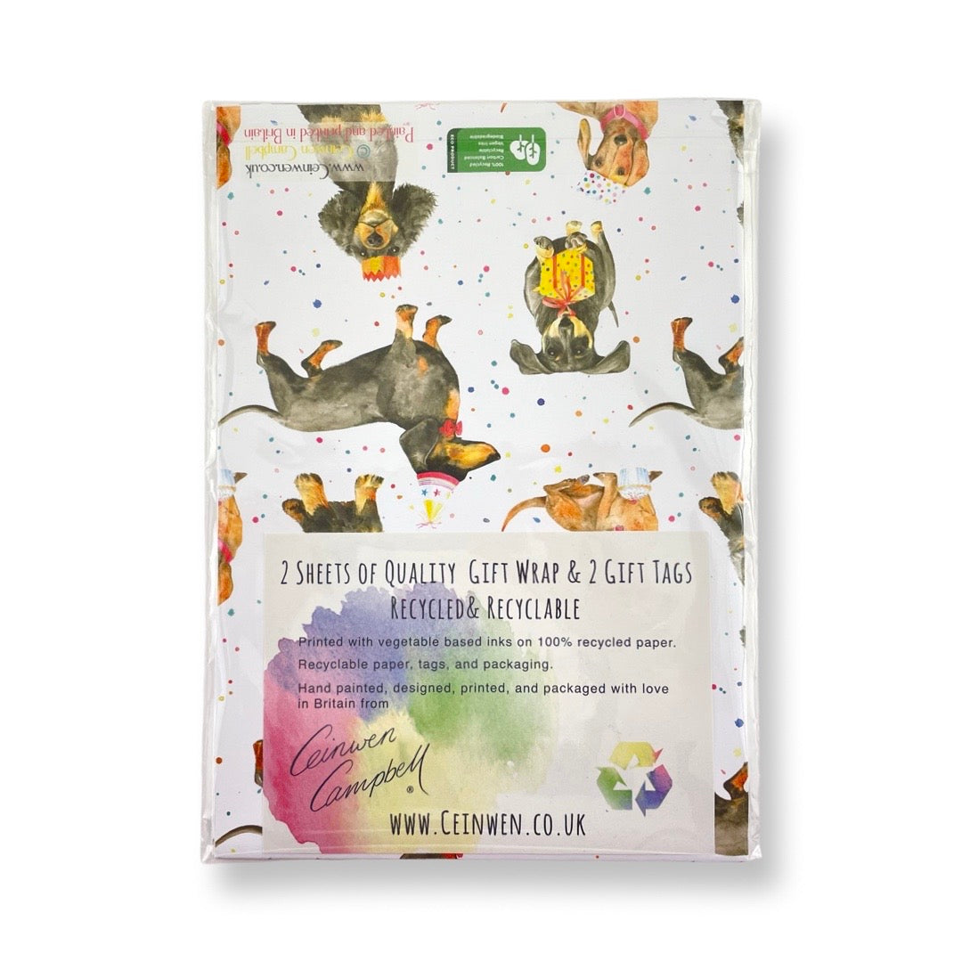 Dachshund recycled and recyclable gift wrapping paper by ceinwen Campbell