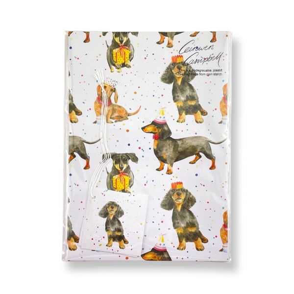 Dachshund recycled and recyclable gift wrapping paper by ceinwen Campbell