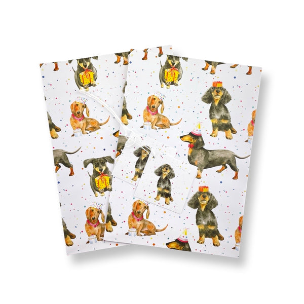 Dachshund recycled and recyclable gift wrapping paper by ceinwen Campbell