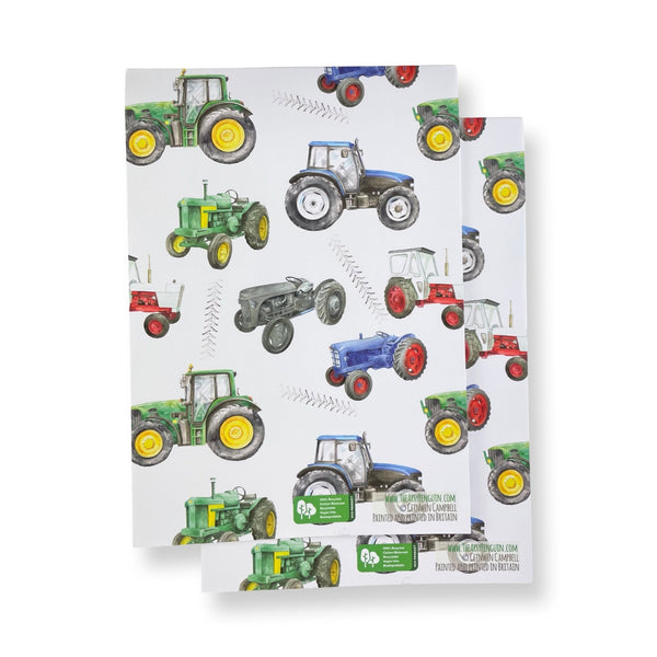 Tractor  - modern and  vintage  - recyclable gift wrapping paper by Ceinwen Campbell 