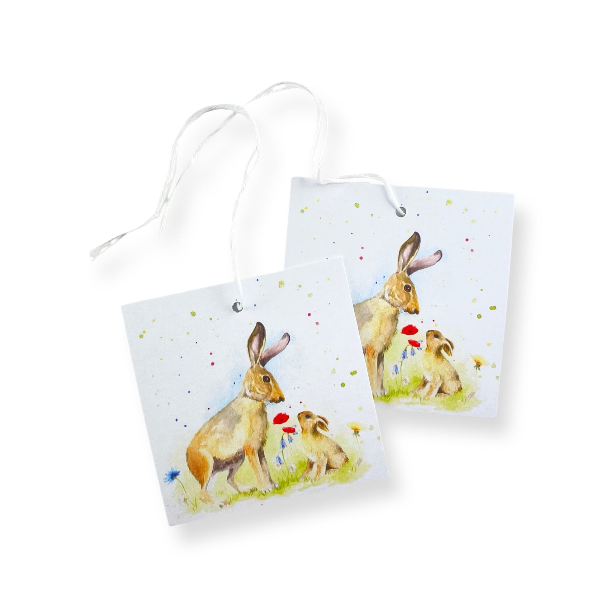 hares with poppies and wild flowers recycled and recyclable gift wrapping by Ceinwen Campbell