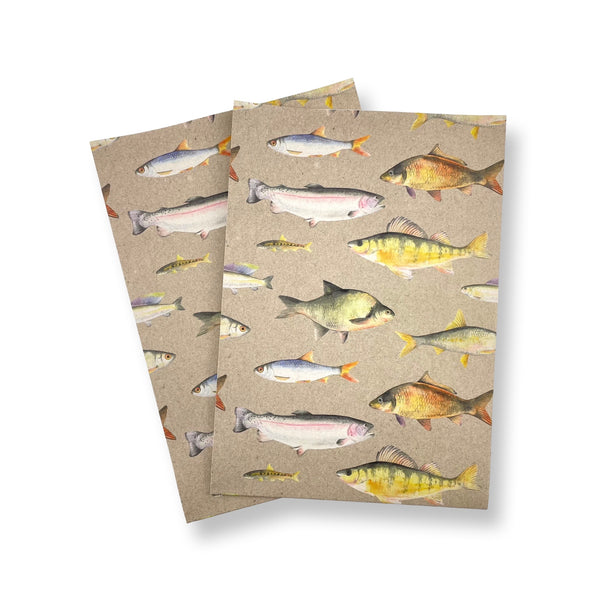 fresh water fish recycled and recyclable gift wrap by Ceinwen Campbell