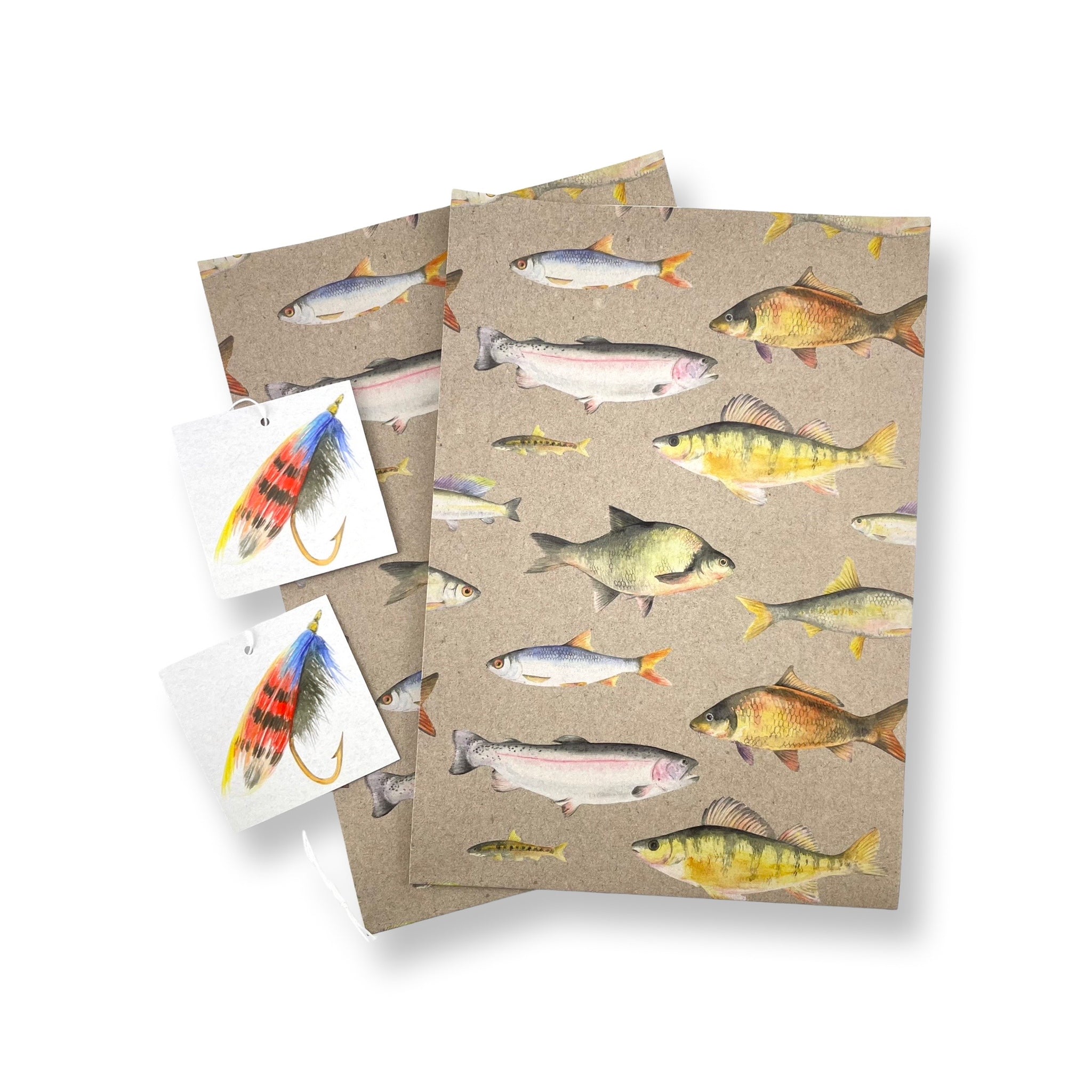 fresh water fish recycled and recyclable gift wrap by Ceinwen Campbell 