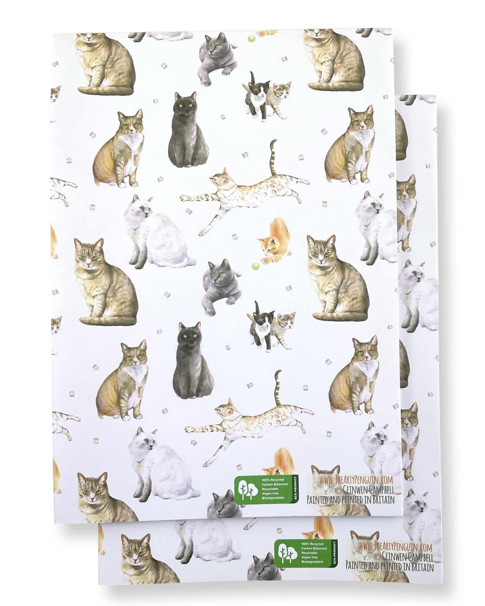 Cats and kitten quality recycled and recyclable gift wrapping paper paper by Ceinwen Campbell