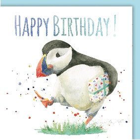 Puffin sea bird birthday card by Ceinwen Campbell