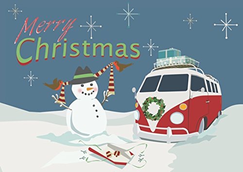 Camper vans inspired by split windscreen Christmas Cards