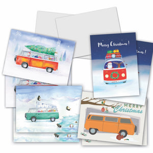 bay window camper van Christmas cards multi pack 
