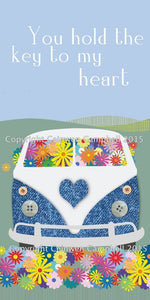 campervan camper  birthday valentine greeting card by Ceinwen Campbell and The Arty Penguin