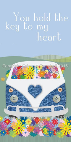 campervan camper  birthday valentine greeting card by Ceinwen Campbell and The Arty Penguin