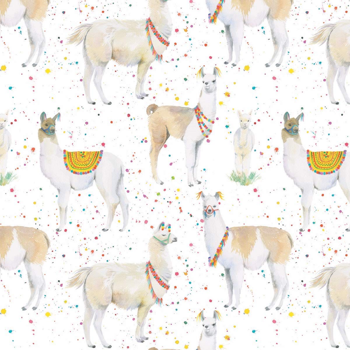 Llama birthday gift wrapping paper by Ceinwen Campbell at The Arty penguin 