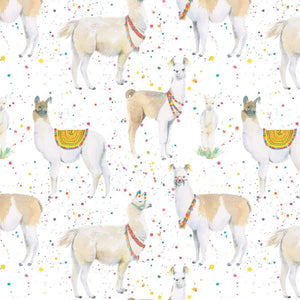 Llama birthday gift wrapping paper by Ceinwen Campbell at The Arty penguin 