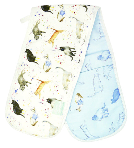 Cat and kittens double oven gloves by Ceinwen Campbell and The Arty Penguin 