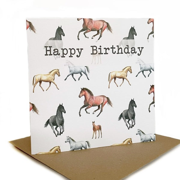 Horses and foal  Birthday Card