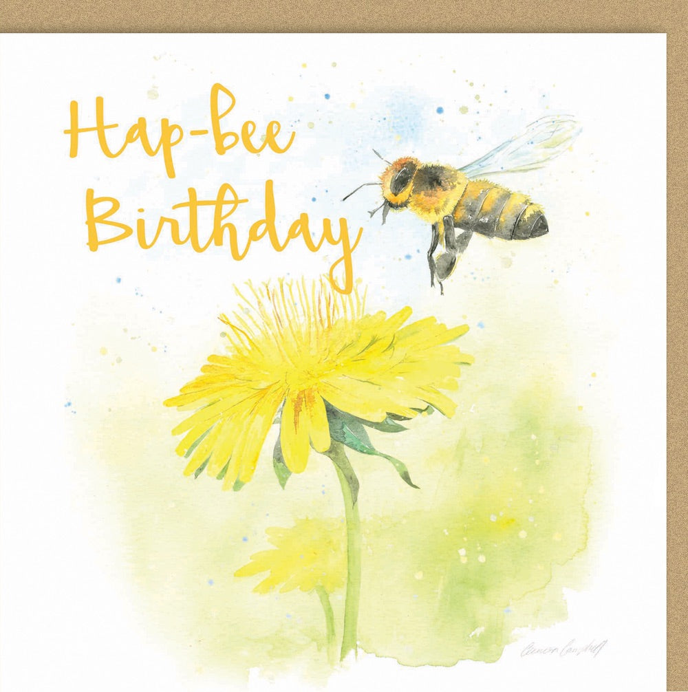 bee and dandelion birthday card by Ceinwen Campbell 