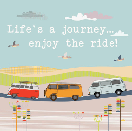 Split , bay and T25 Camper van birthday card by Ceinwen Campbell