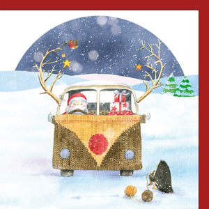 Camper Van  in Jumper Christmas card by Ceinwen Campbell 