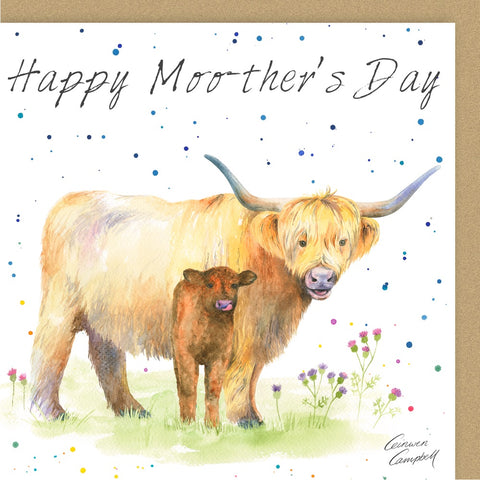 Highland cow mothers day card by Ceinwen Campbell