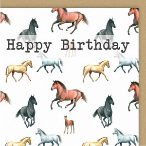 Horses ponies and foals  Birthday Card by Ceinwen Campbell
